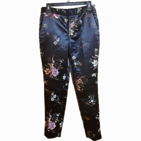 Zara Jacquard Black Floral Straight Leg Suit Pants - Picture 1 of 7